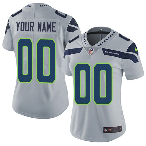 2019 NFL Women Nike Seattle Sehawks Alternate Grey Customized Vapor jersey->customized nfl jersey->Custom Jersey